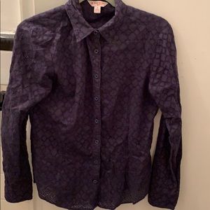 Brooks Brothers Navy Blue Eyelet Blouse